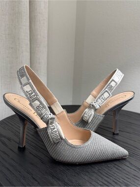 Christian Dior J'adior Slingback Pump Silver Metallic 36.5